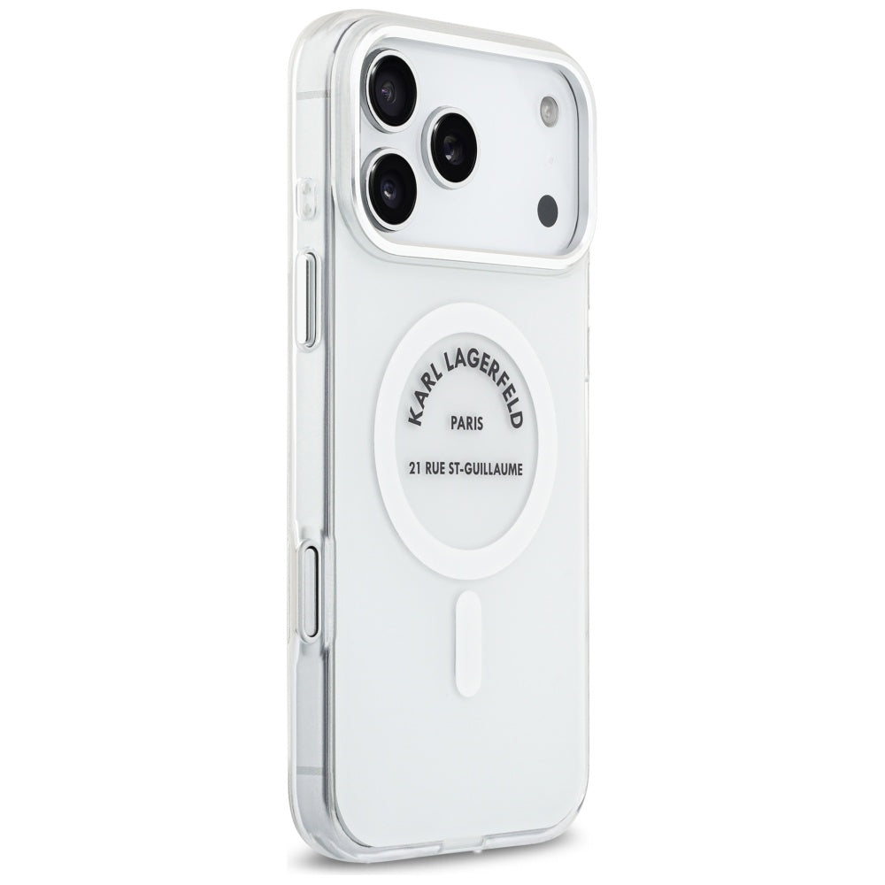 Capa MagSafe para Apple iPhone 17 Pro Max, Karl Lagerfeld, IML Logo RSG, Transparente