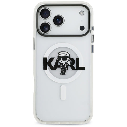 Capa MagSafe para Apple iPhone 17 Pro Max, Karl Lagerfeld, IML Sketch Logo Karl, Transparente
