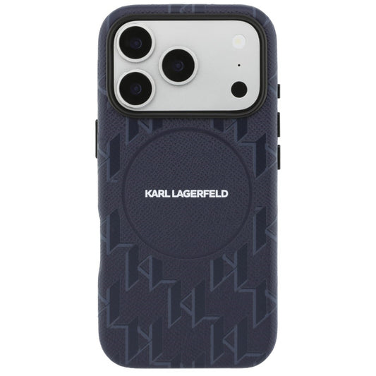 Capa MagSafe para Apple iPhone 17 Pro Max, Karl Lagerfeld, Logo KL Monograma, Azul