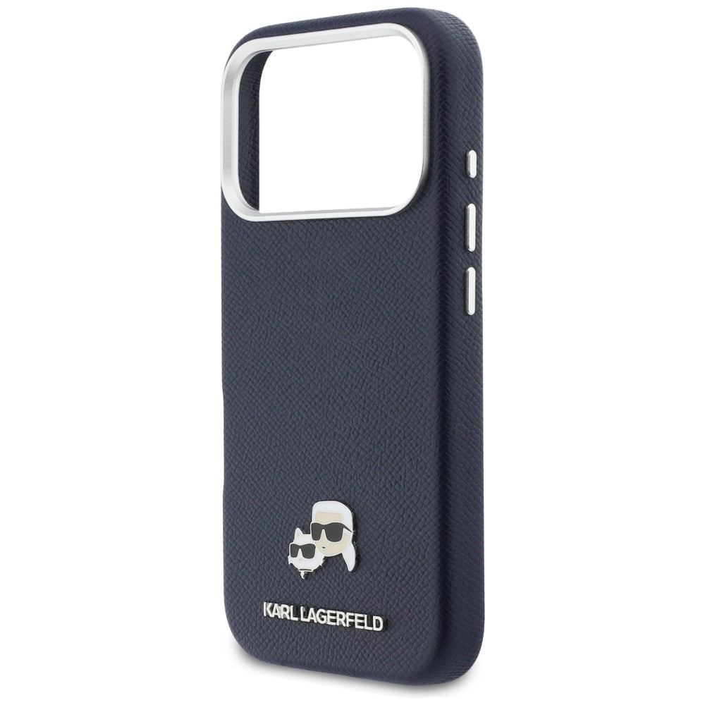 Capa MagSafe para Apple iPhone 17 Pro Max, Karl Lagerfeld, Saffiano Karl & Choupette Pins, Azul