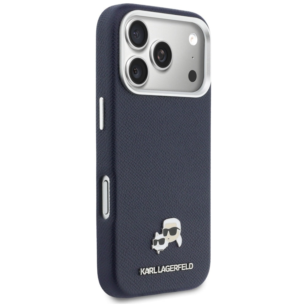 Capa MagSafe para Apple iPhone 17 Pro Max, Karl Lagerfeld, Saffiano Karl & Choupette Pins, Azul