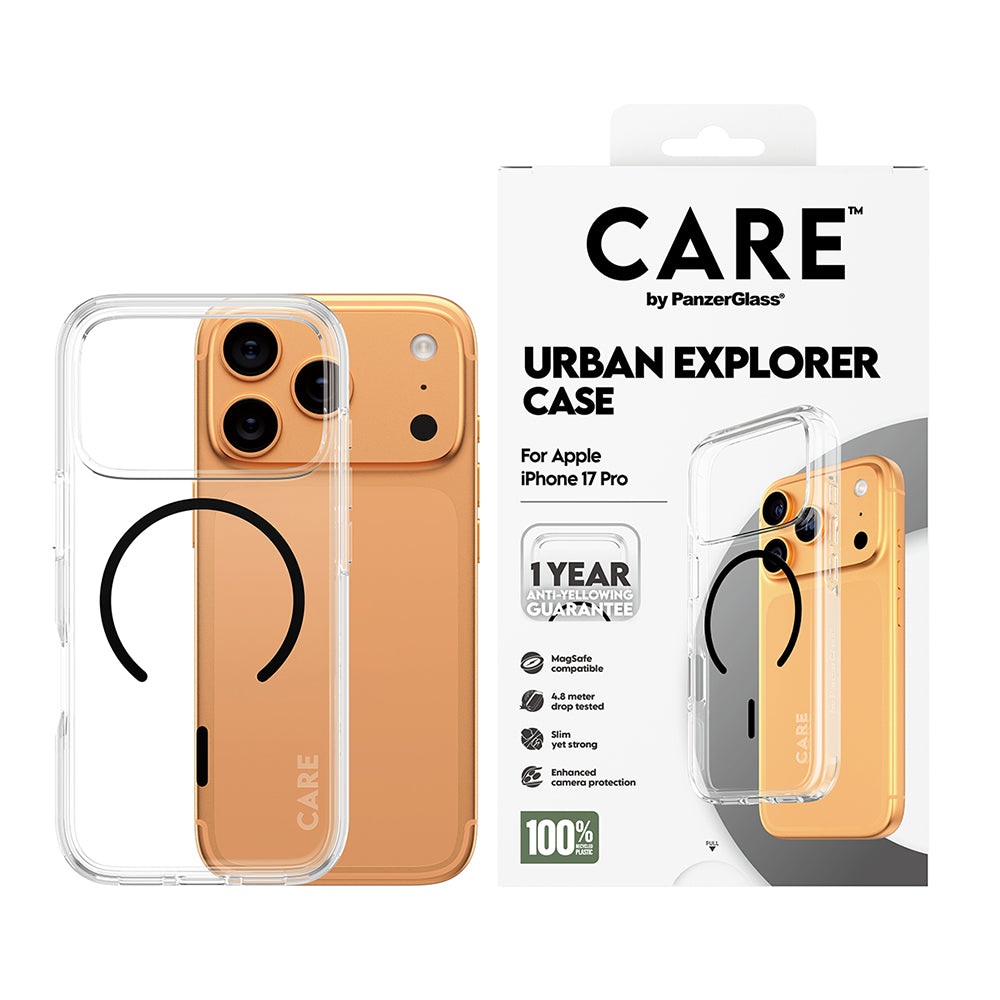 Capa MagSafe para Apple iPhone 17 Pro Max, PanzerGlass, Care Urban Explorer, Transparente Negra