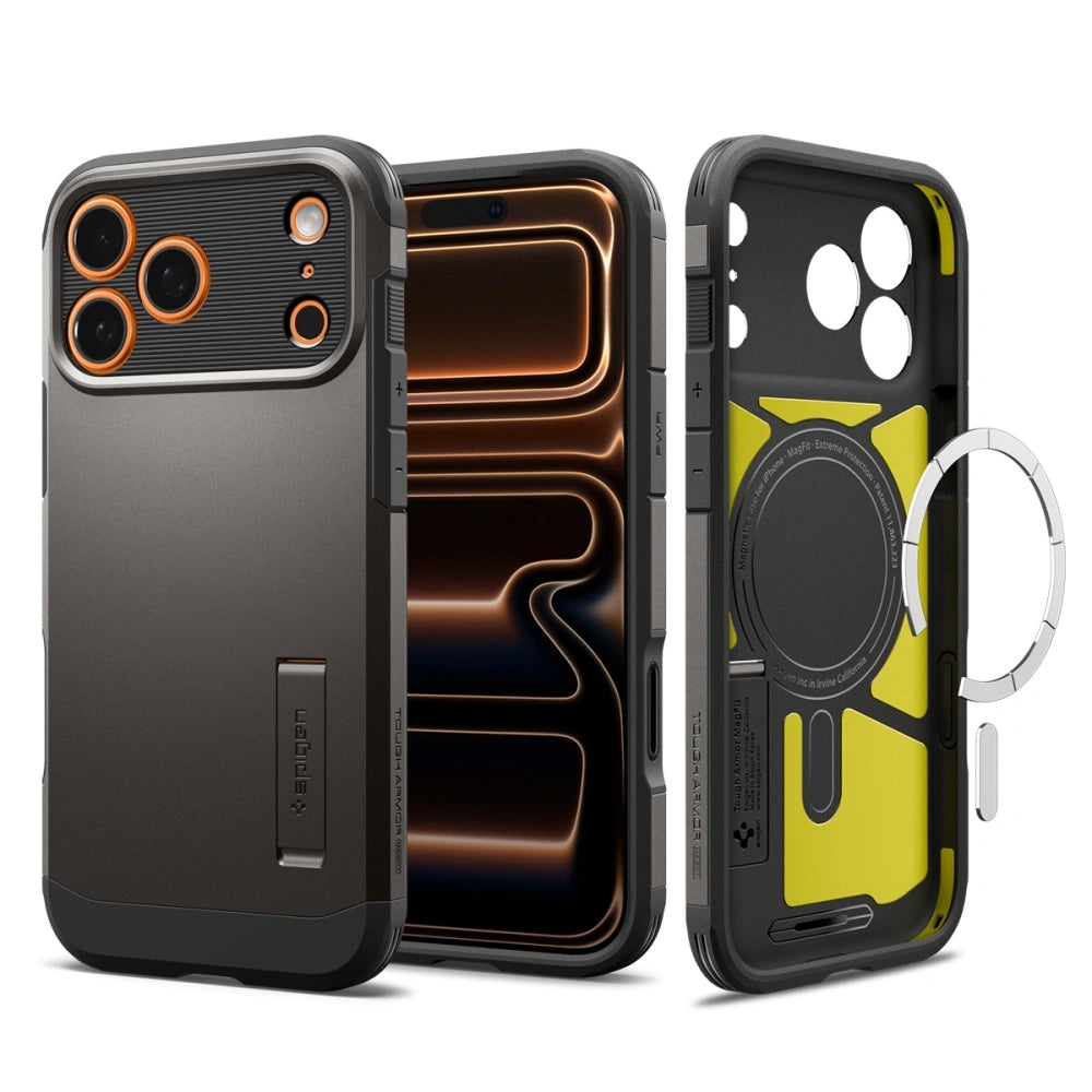 Capa MagSafe para Apple iPhone 17 Pro Max, Spigen, Tough Armor T, Cinza ACS10298
