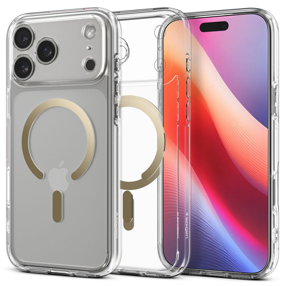 Capa MagSafe para Apple iPhone 17 Pro Max, Spigen, Ultra Hybrid, Dourada Transparente