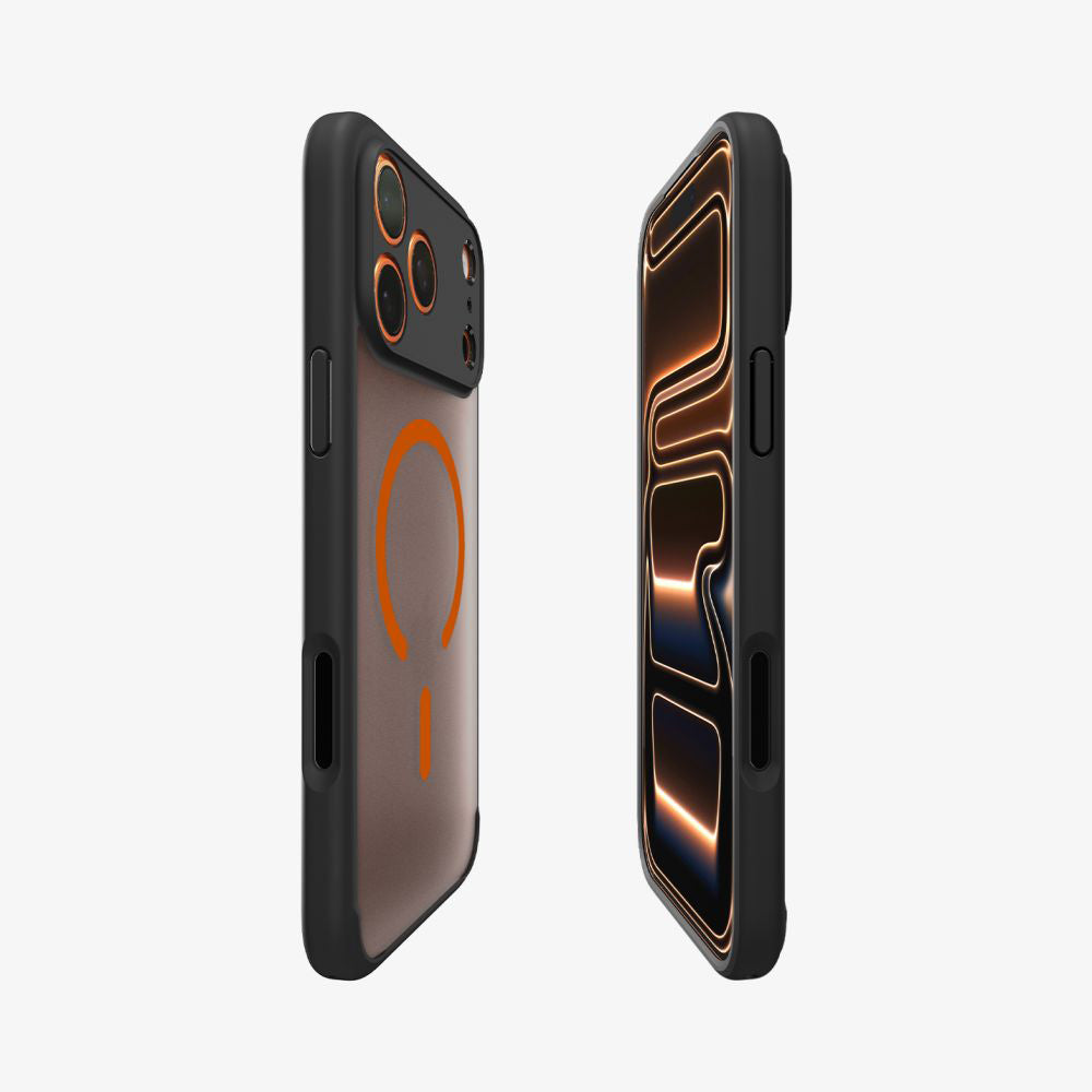 Capa MagSafe para Apple iPhone 17 Pro Max, Spigen, Ultra Hybrid, Preta Laranja Acetinada ACS10482