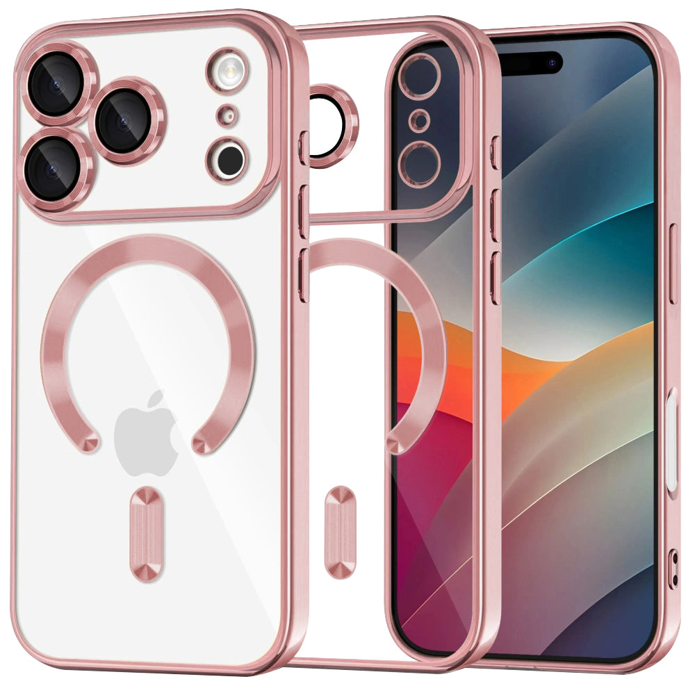 Capa MagSafe para Apple iPhone 17 Pro Max, Techsuit, Luxury Crystal, Rosa