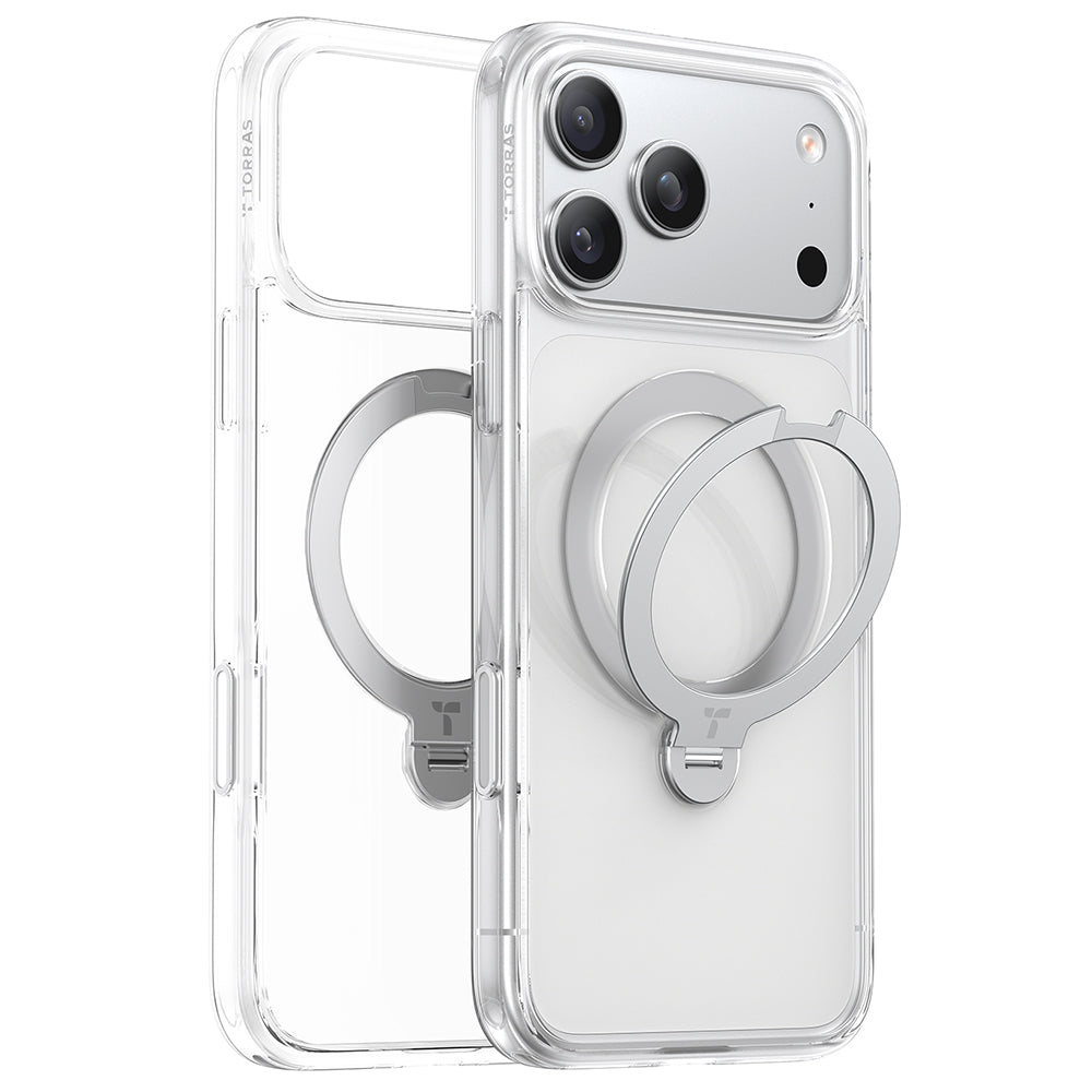 Capa MagSafe para Apple iPhone 17 Pro Max, Torras, Ostand Spin, Transparente