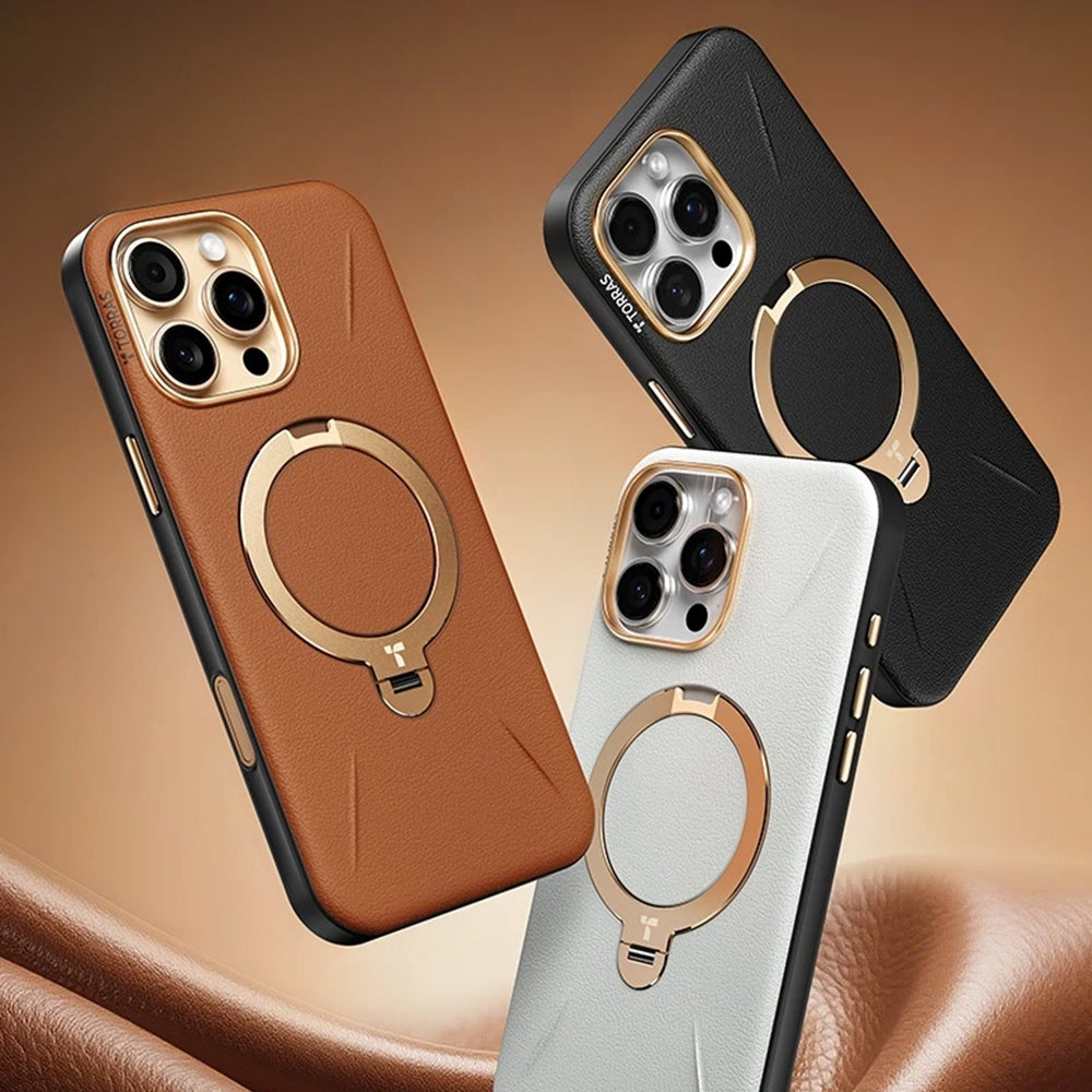 Capa MagSafe para Apple iPhone 17 Pro Max, Torras, QPRO Leather, Castanho