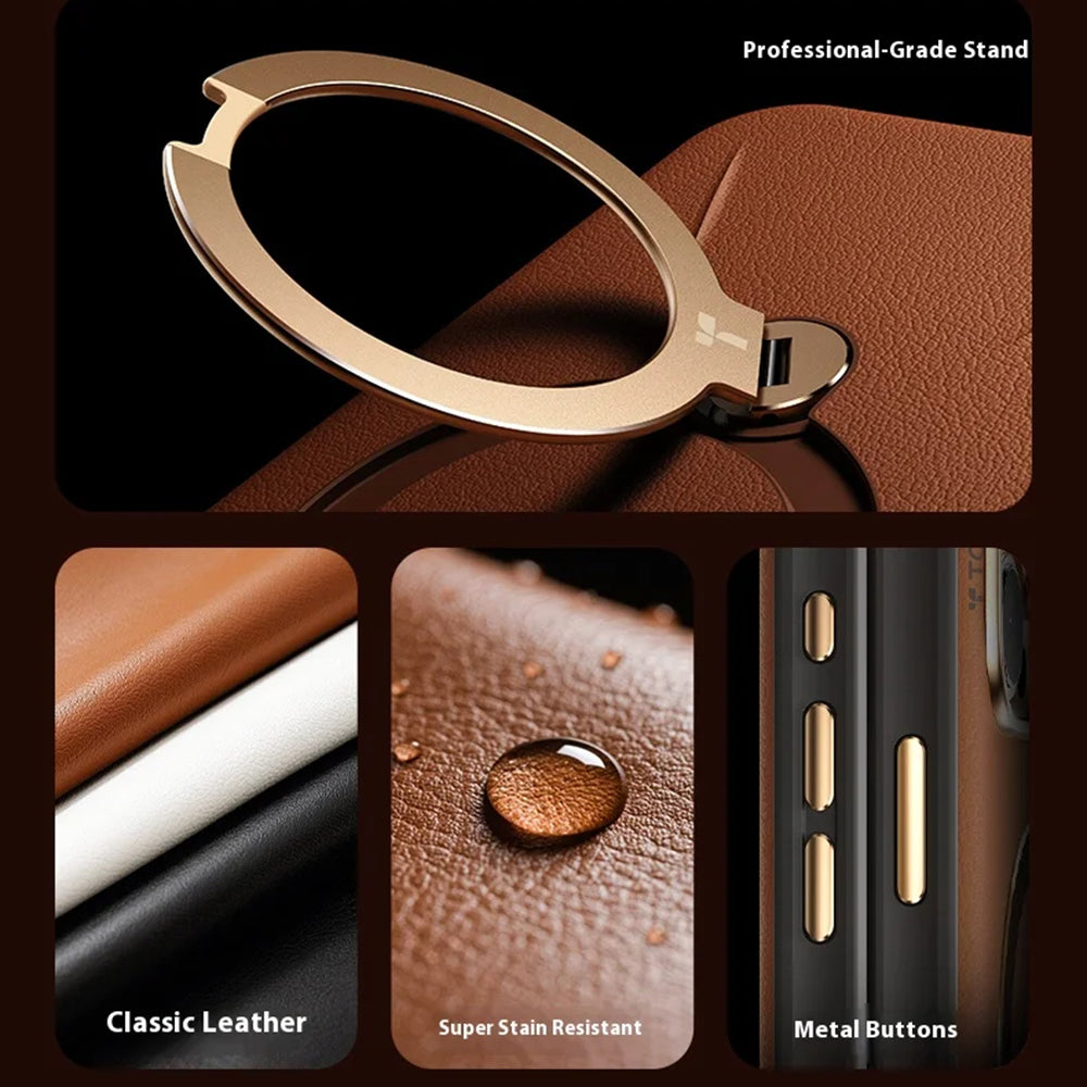 Capa MagSafe para Apple iPhone 17 Pro Max, Torras, QPRO Leather, Castanho