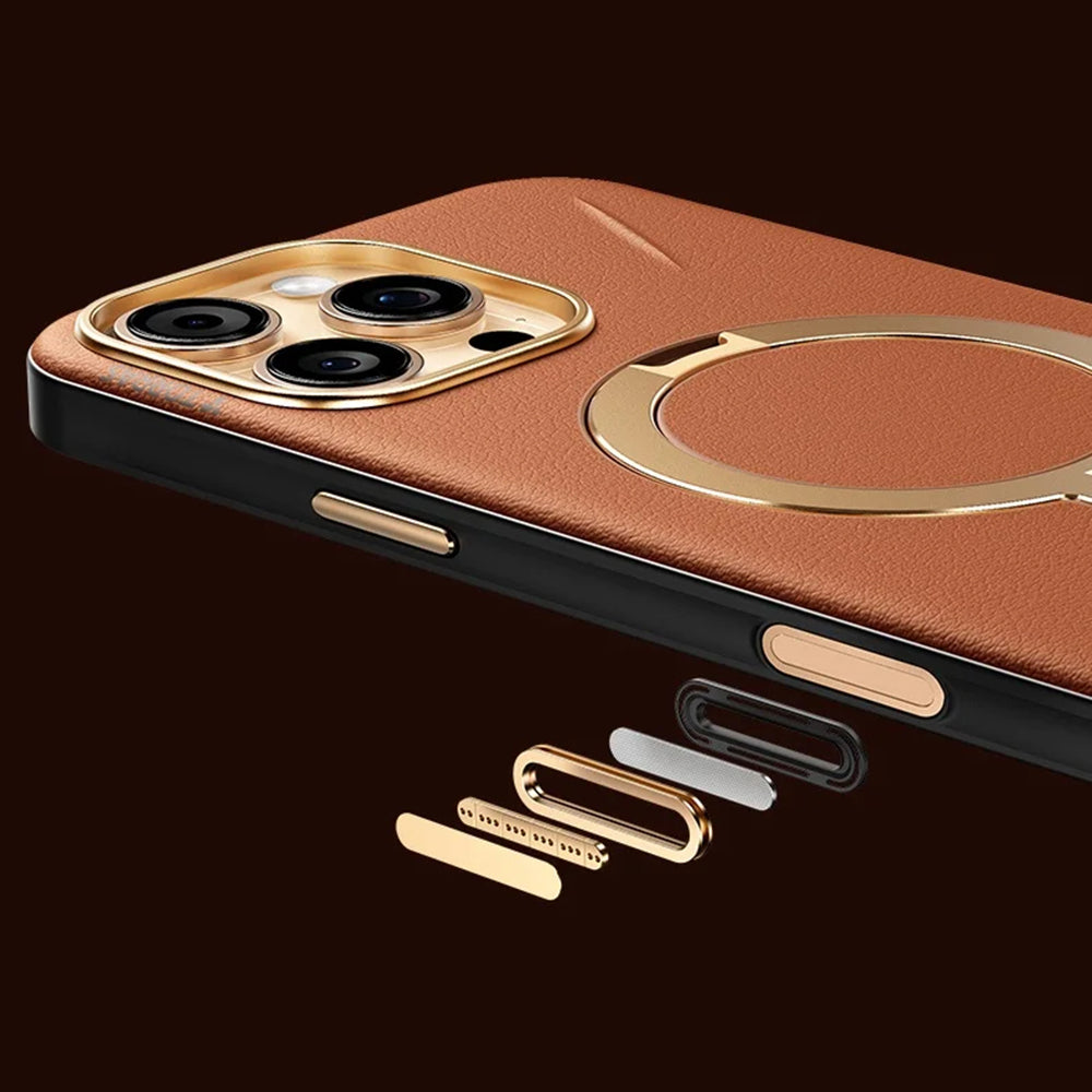 Capa MagSafe para Apple iPhone 17 Pro Max, Torras, QPRO Leather, Castanho