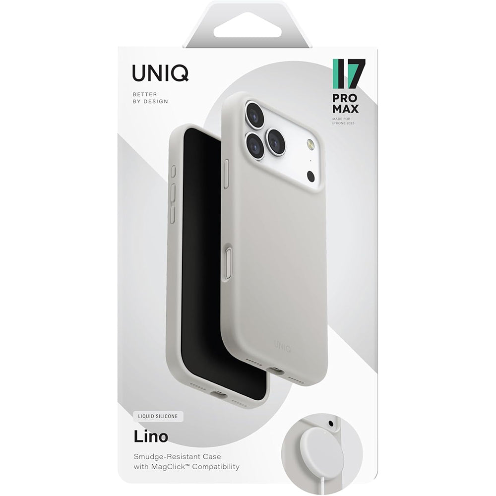 Capa MagSafe para Apple iPhone 17 Pro Max, UNIQ, Lino MagClick, Cinzento
