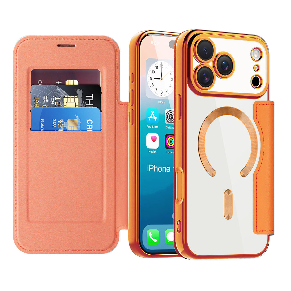 Capa MagSafe para Apple iPhone 17 Pro, Techsuit, SmartMag Book, Laranja