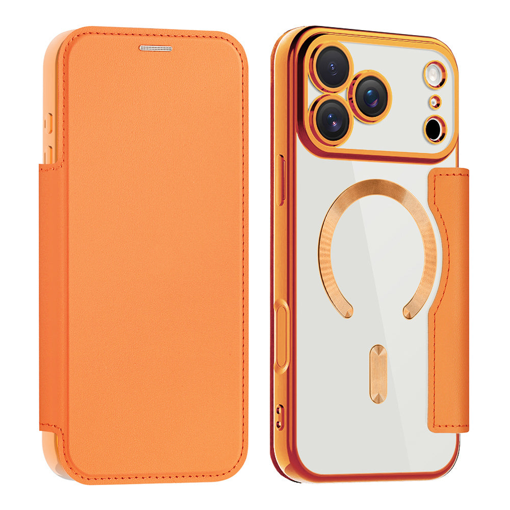 Capa MagSafe para Apple iPhone 17 Pro, Techsuit, SmartMag Book, Laranja