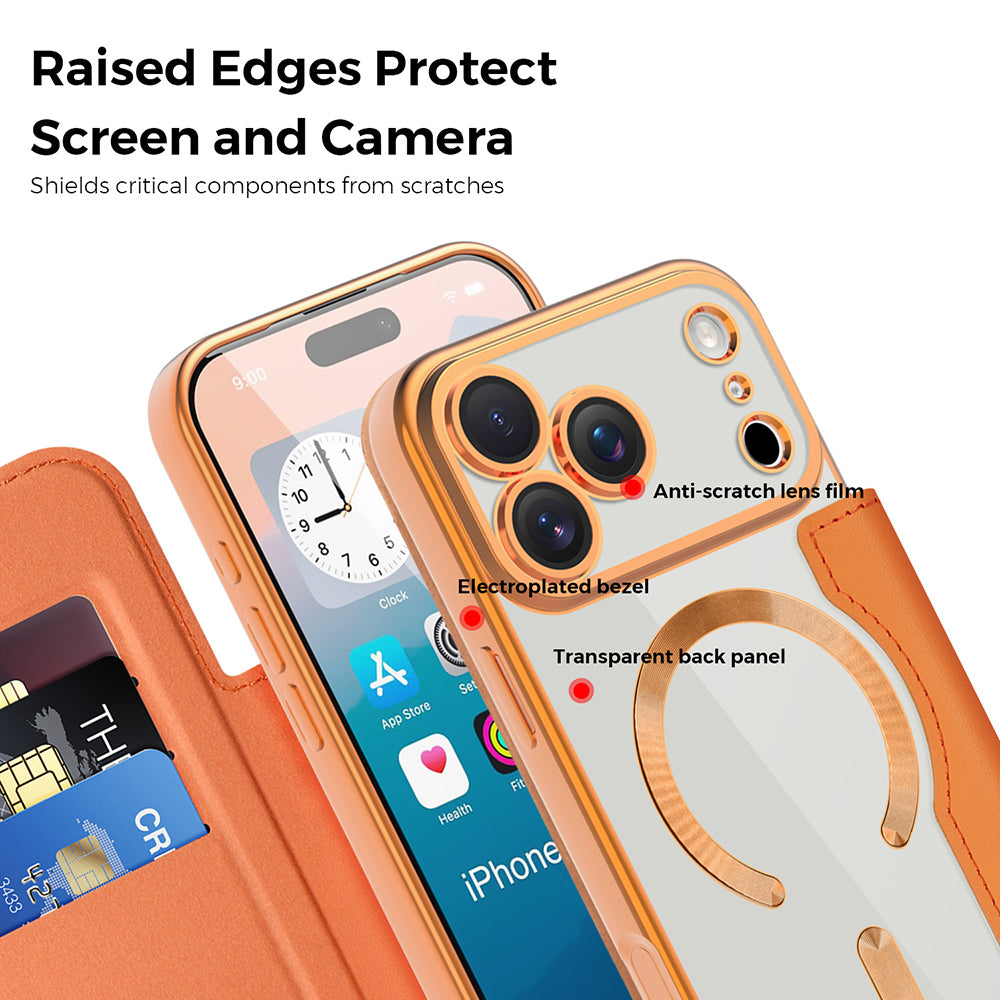 Capa MagSafe para Apple iPhone 17 Pro, Techsuit, SmartMag Book, Laranja