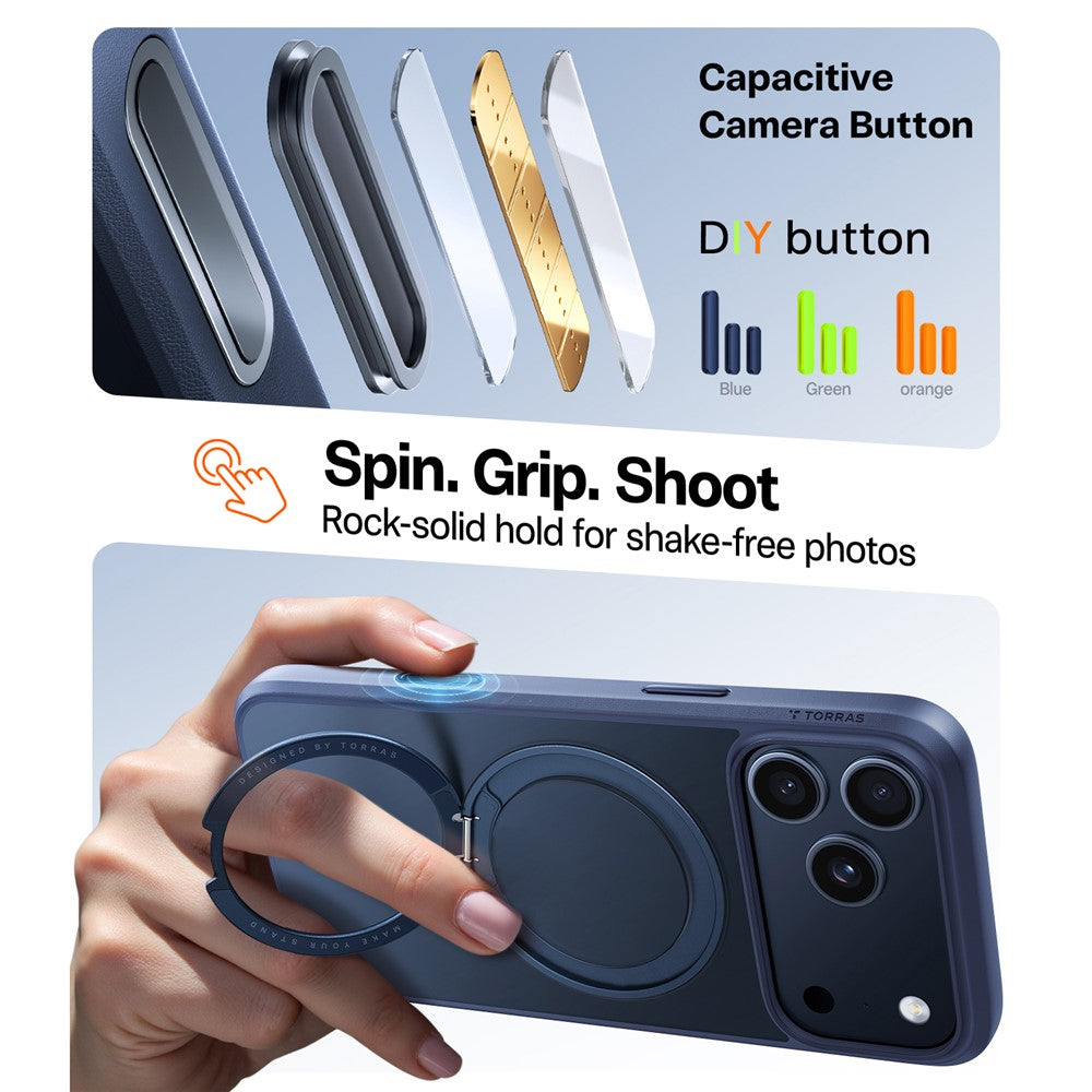 Capa MagSafe para Apple iPhone 17 Pro, Torras, Ostand Pro, Azul-marinho