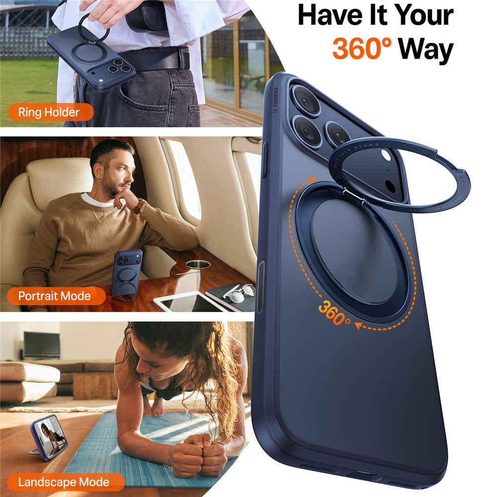 Capa MagSafe para Apple iPhone 17 Pro, Torras, Ostand Pro, Azul-marinho