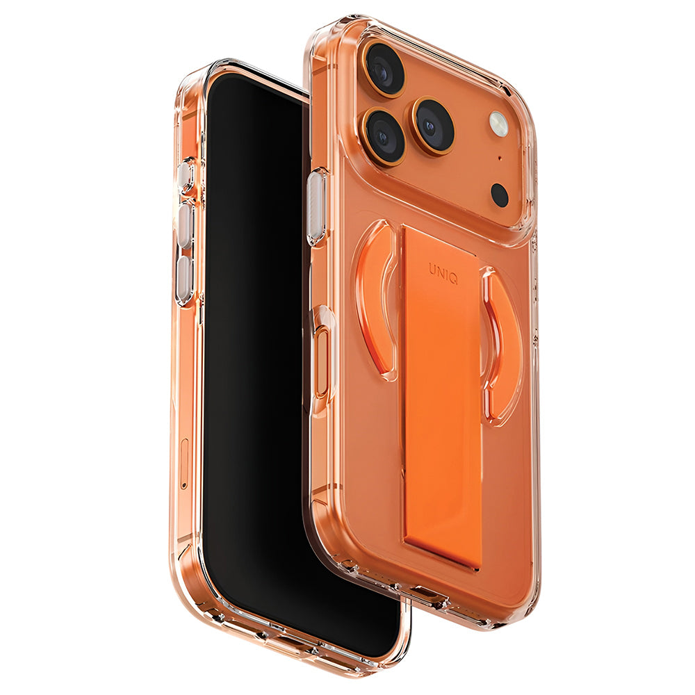 Capa MagSafe para Apple iPhone 17 Pro, UNIQ, Heldro Air MagClick, Transparente Laranja