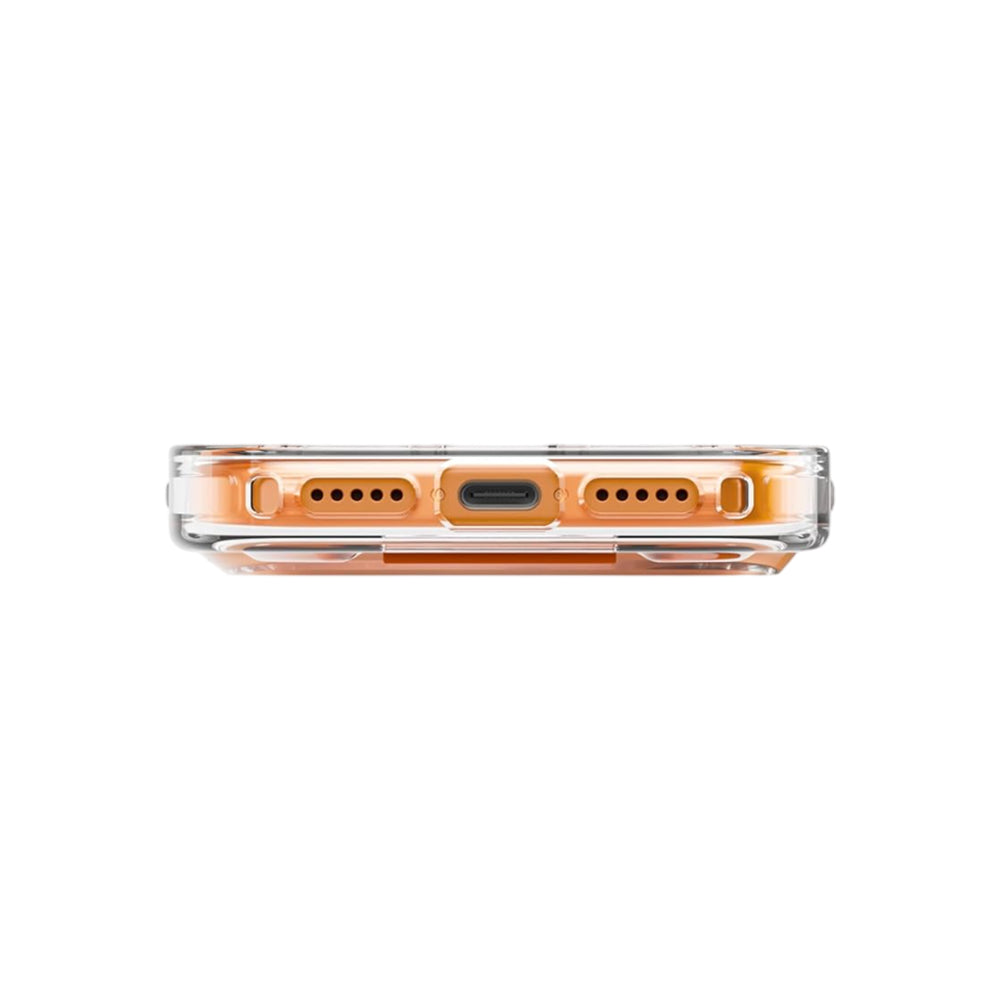 Capa MagSafe para Apple iPhone 17 Pro, UNIQ, Heldro Air MagClick, Transparente Laranja