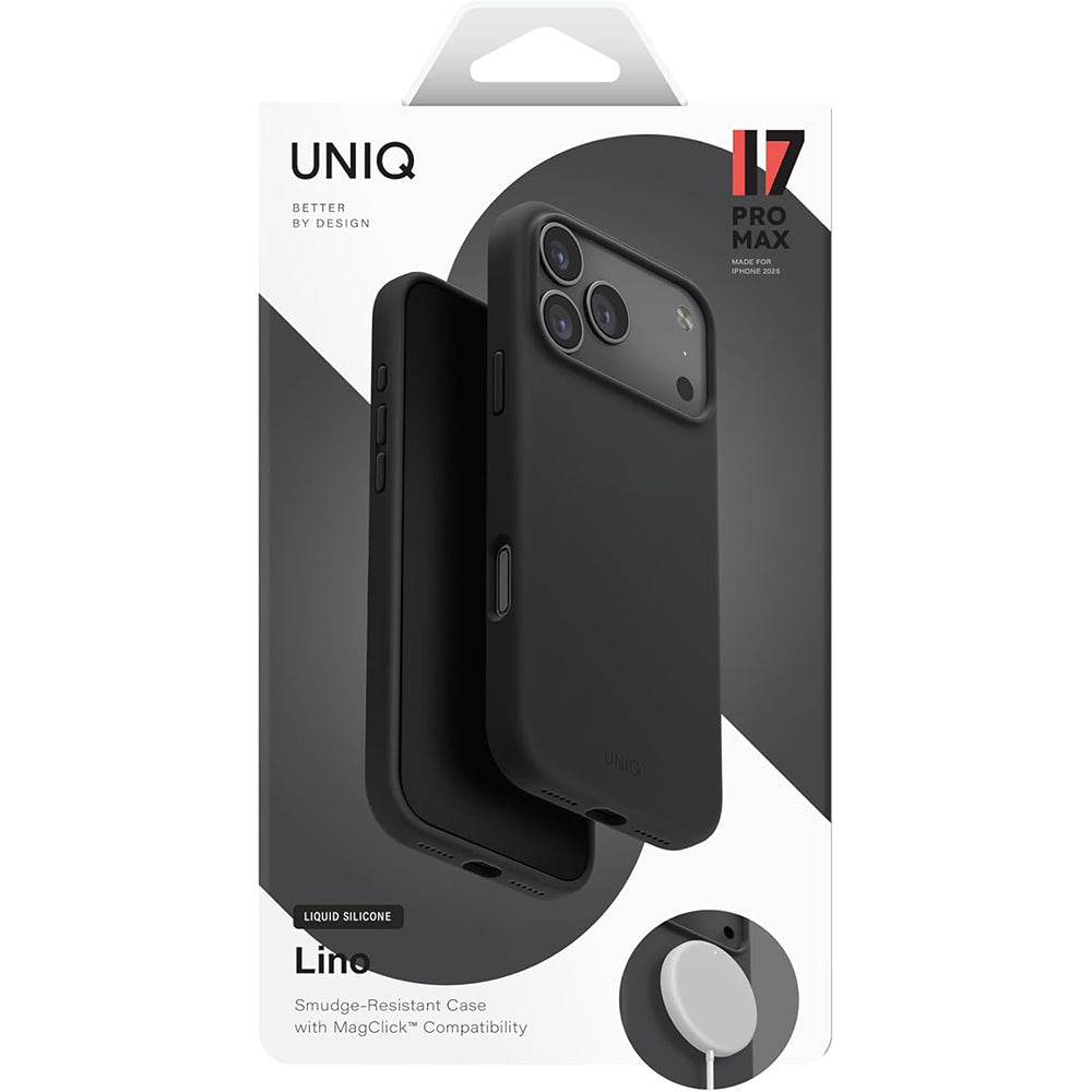 Capa MagSafe para Apple iPhone 17 Pro, UNIQ, Lino MagClick, Preta