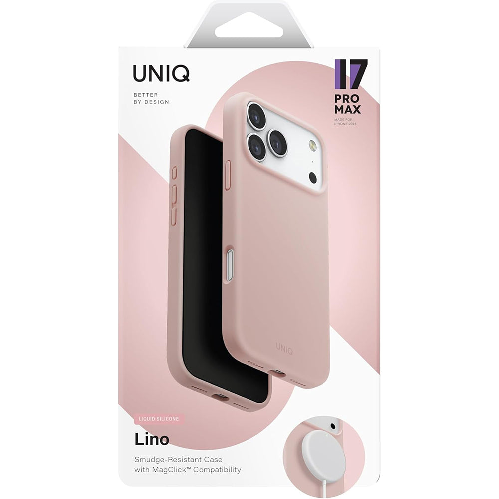 Capa MagSafe para Apple iPhone 17 Pro, UNIQ, Lino MagClick, Rosa