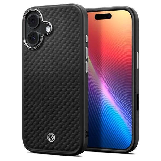 Capa MagSafe para Apple iPhone 17, Spigen, Enzo Aramid T, Preta Prateada