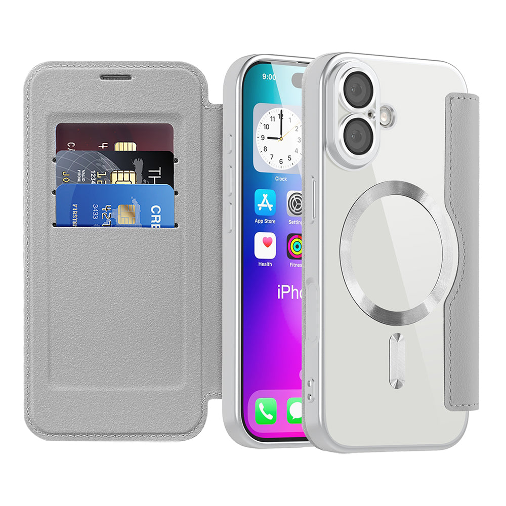 MagSafe Case for Apple iPhone 17, Techsuit, SmartMag Book, Gray