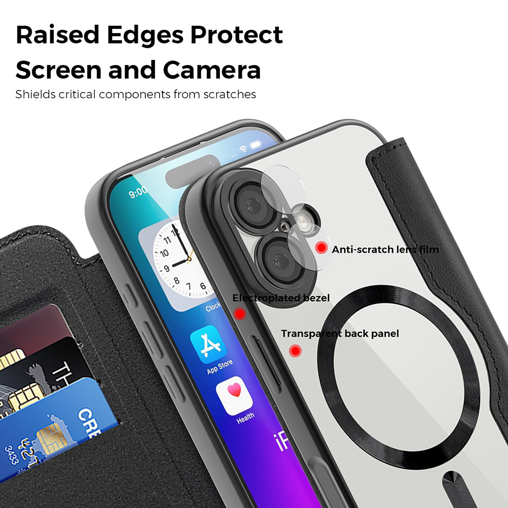Capa MagSafe para Apple iPhone 17, Techsuit, SmartMag Book, Castanho