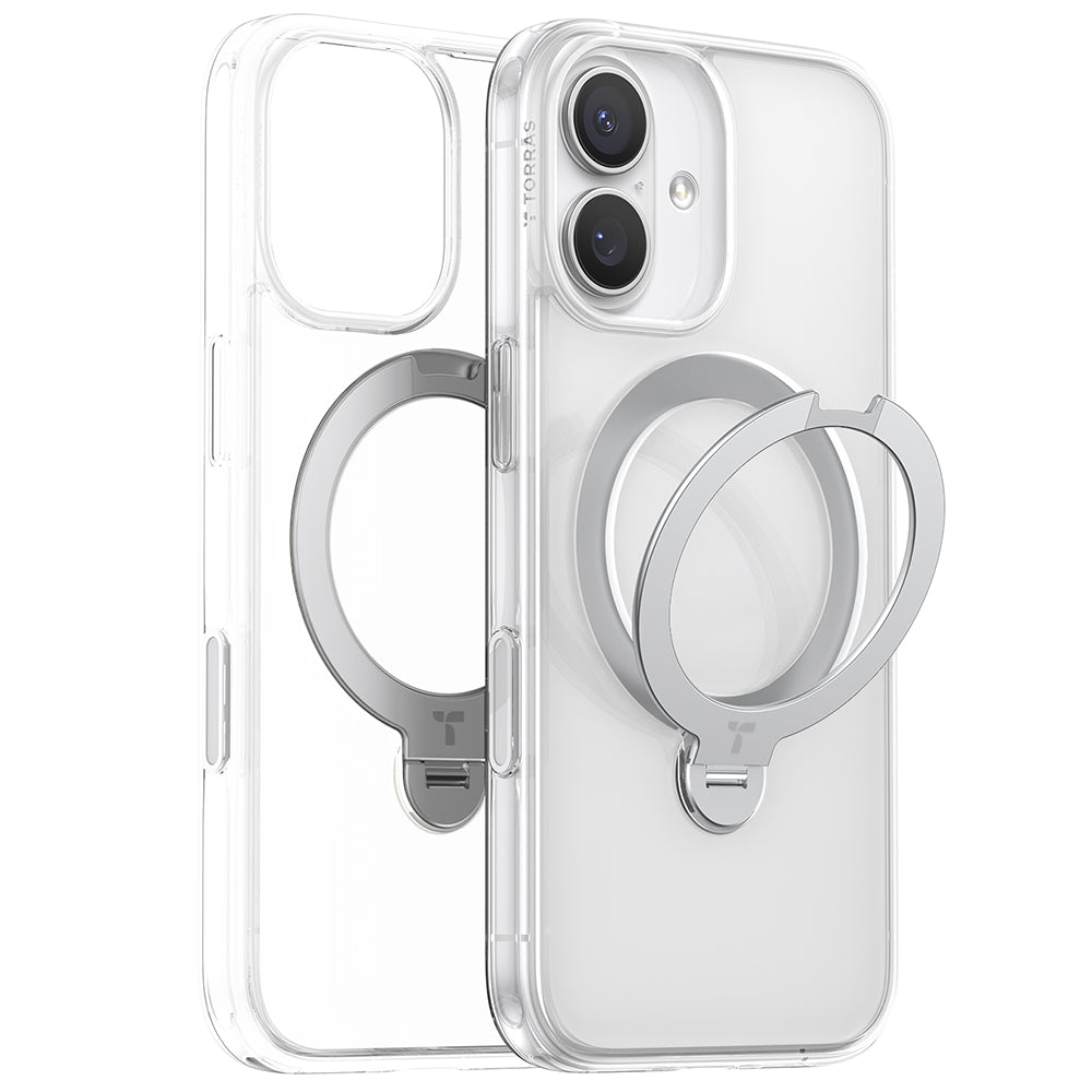 Capa MagSafe para Apple iPhone 17, Torras, Ostand Spin, Transparente