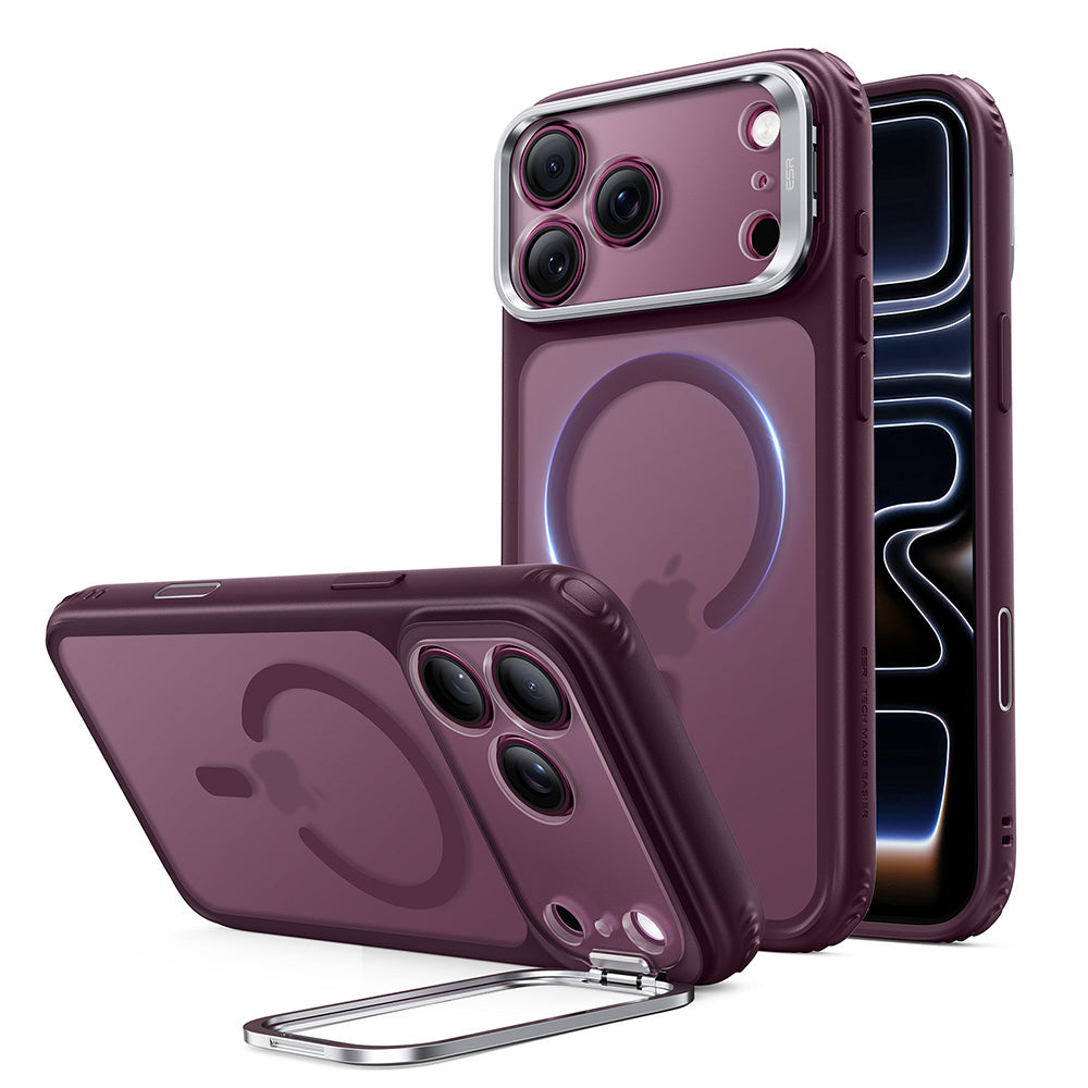 Capa MagSafe para Apple iPhone 18 Pro / 17 Pro, ESR, Classic Hybrid Kickstand, Vinho Escuro Satinado