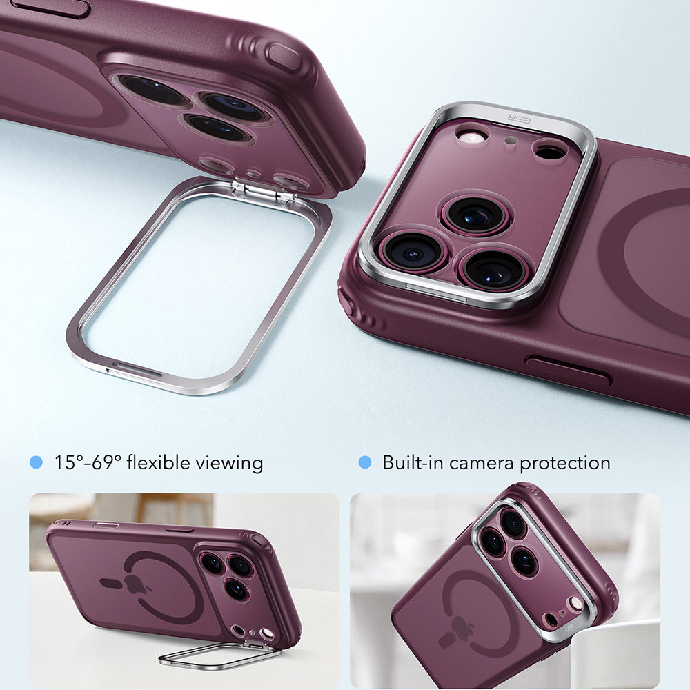Capa MagSafe para Apple iPhone 18 Pro / 17 Pro, ESR, Classic Hybrid Kickstand, Vinho Escuro Satinado