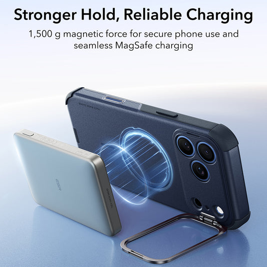 Capa MagSafe para Apple iPhone 18 Pro / 17 Pro, ESR, Cyber Armor Kickstand, Azul