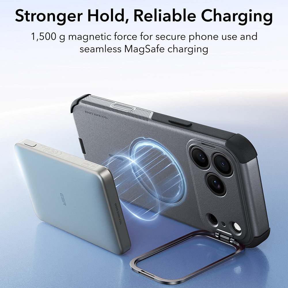 Capa MagSafe para Apple iPhone 18 Pro / 17 Pro, ESR, Cyber Armor Kickstand, Cinzento