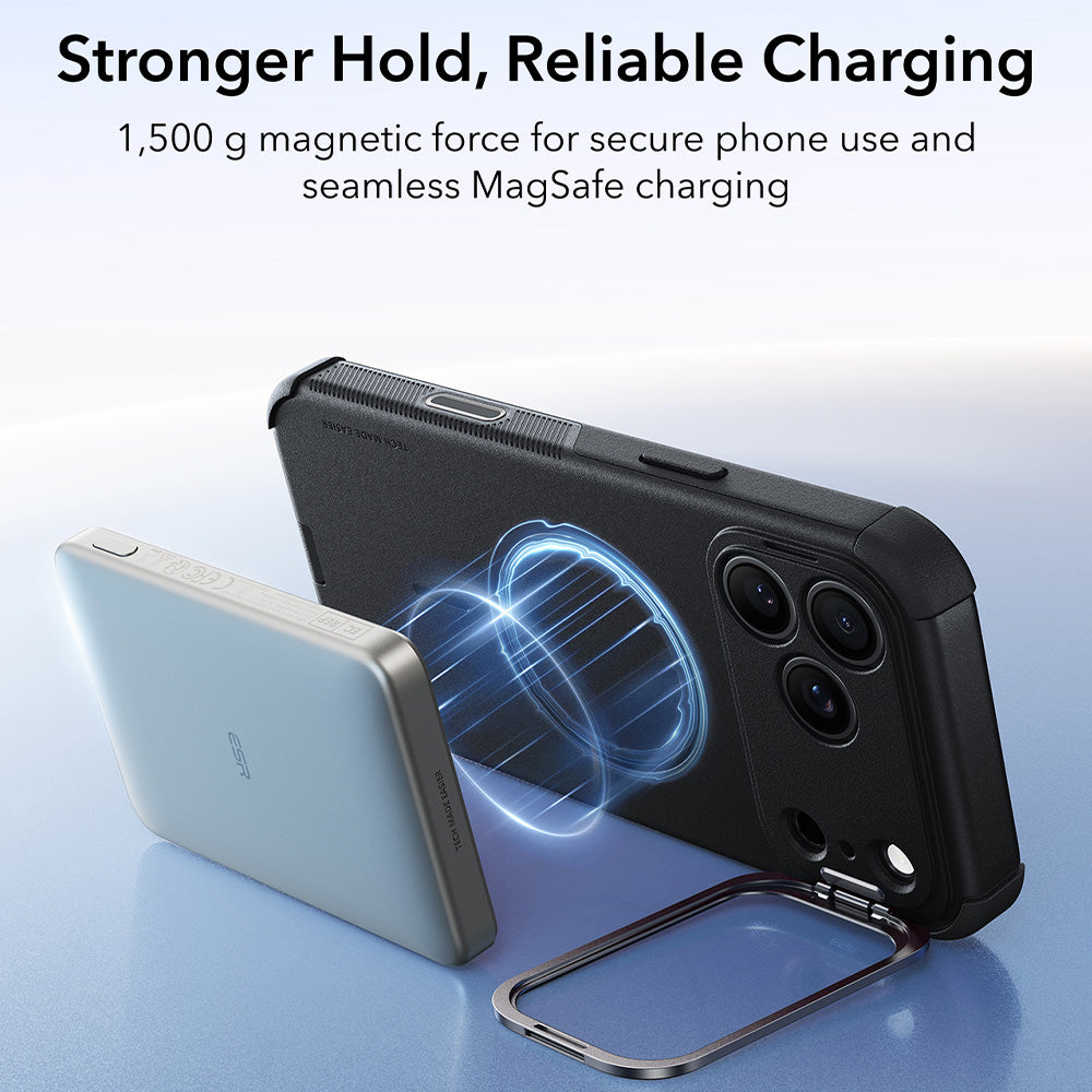 Capa MagSafe para Apple iPhone 18 Pro / 17 Pro, ESR, Cyber Armor Kickstand, Preta