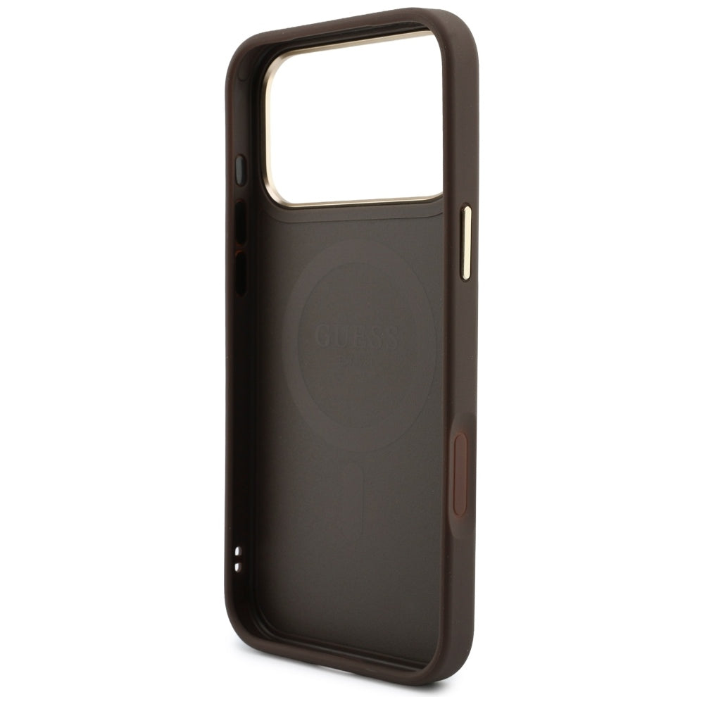 Capa MagSafe para Apple iPhone 18 Pro / 17 Pro, Guess, 4G Cardslot, Castanha