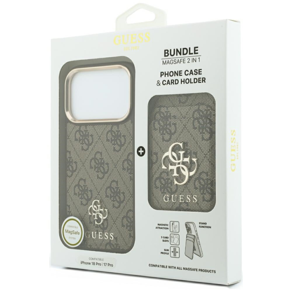 Capa MagSafe para Apple iPhone 18 Pro / 17 Pro, Guess, 4G Cardslot, Castanha
