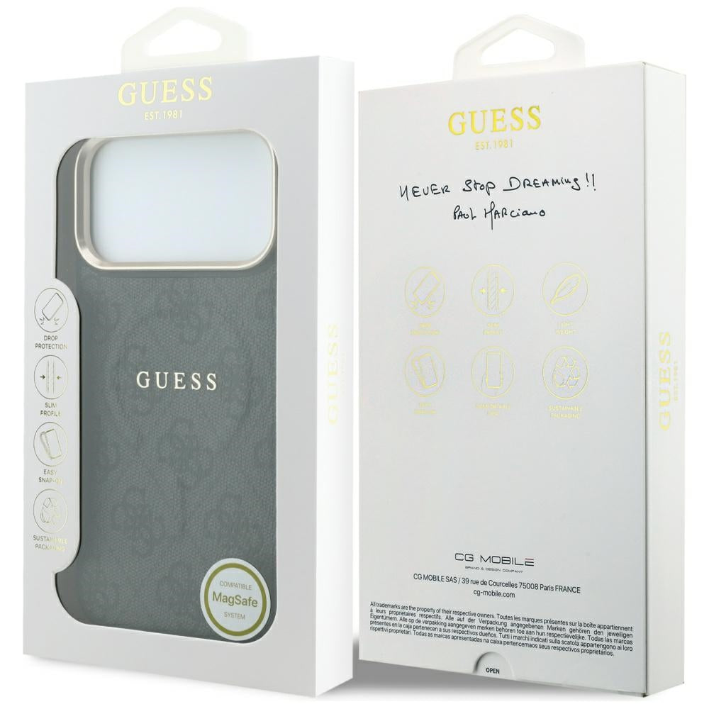 Capa MagSafe para Apple iPhone 18 Pro / 17 Pro, Guess, 4G Embossed Classic, Preta