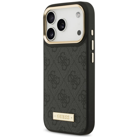 MagSafe Case for Apple iPhone 18 Pro / 17 Pro, Guess, 4G Logo Plate, Black