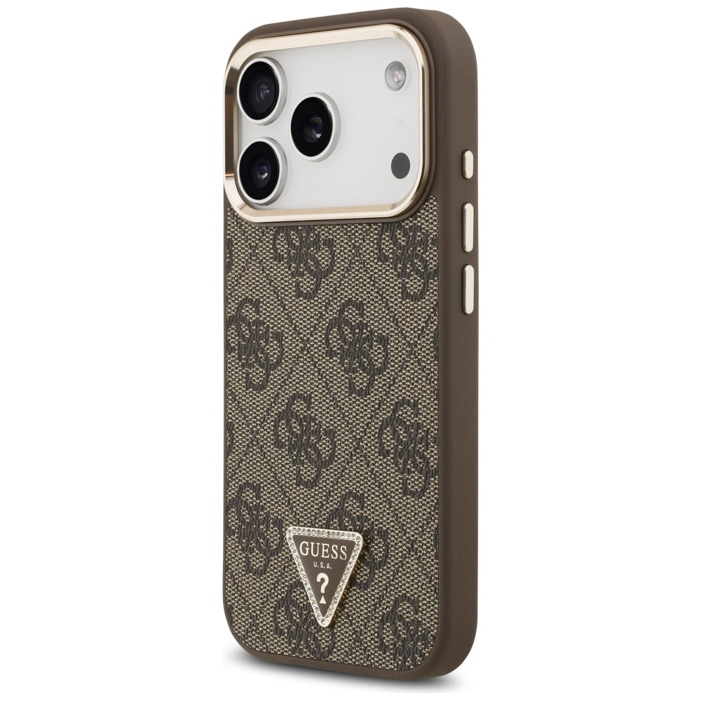Capa MagSafe para Apple iPhone 18 Pro / 17 Pro, Guess, Logótipo Triângulo 4G, Castanha