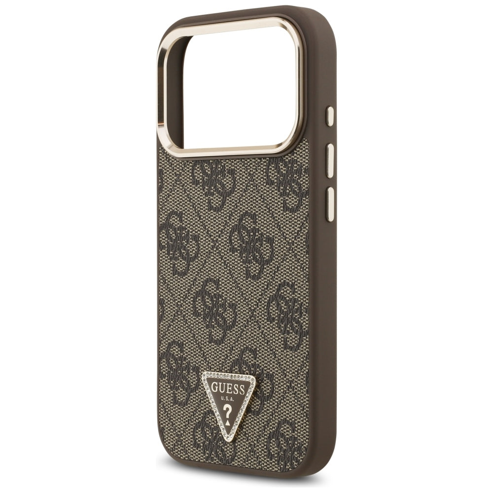 Capa MagSafe para Apple iPhone 18 Pro / 17 Pro, Guess, Logótipo Triângulo 4G, Castanha