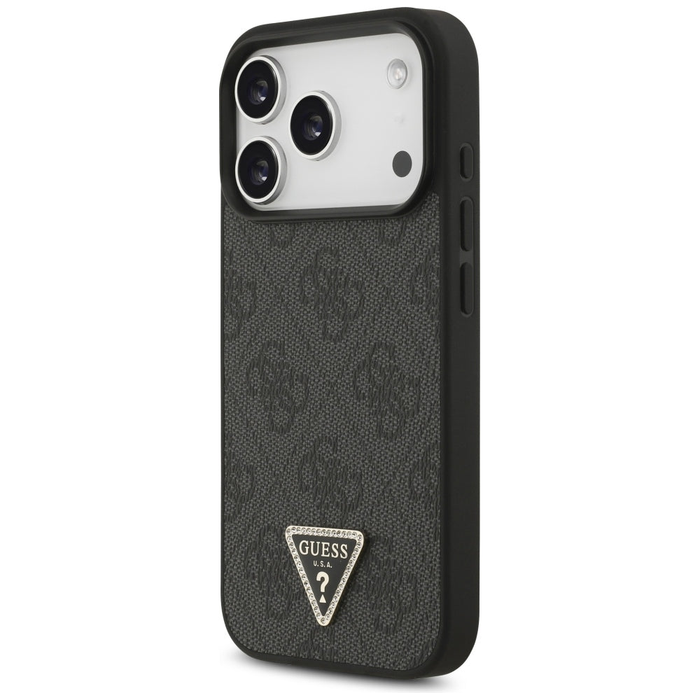 Capa MagSafe para Apple iPhone 18 Pro / 17 Pro, Guess, 4G Triangle Strass, Preta