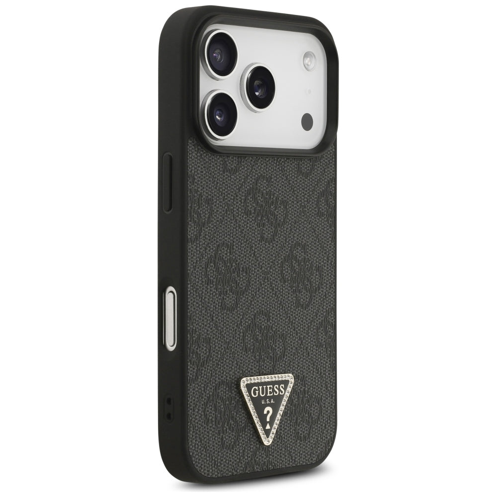 Capa MagSafe para Apple iPhone 18 Pro / 17 Pro, Guess, 4G Triangle Strass, Preta