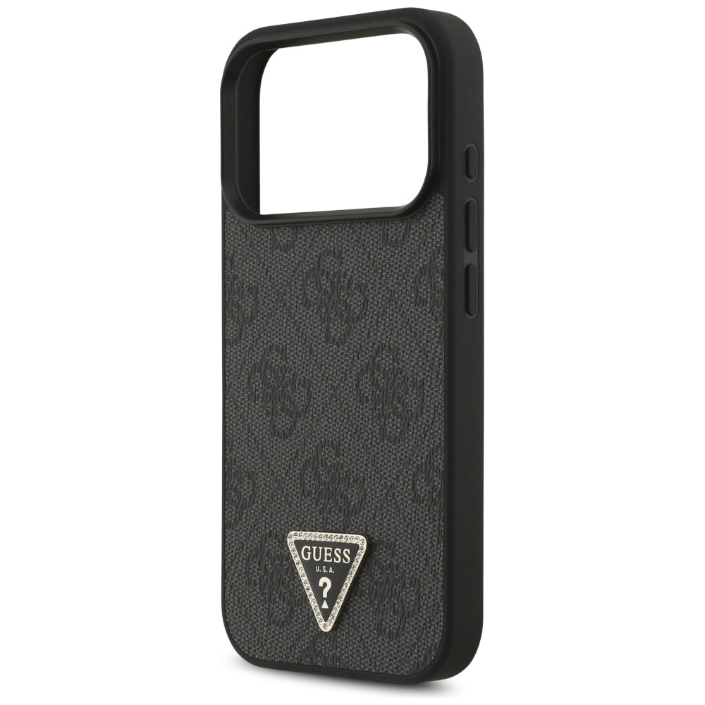 Capa MagSafe para Apple iPhone 18 Pro / 17 Pro, Guess, 4G Triangle Strass, Preta