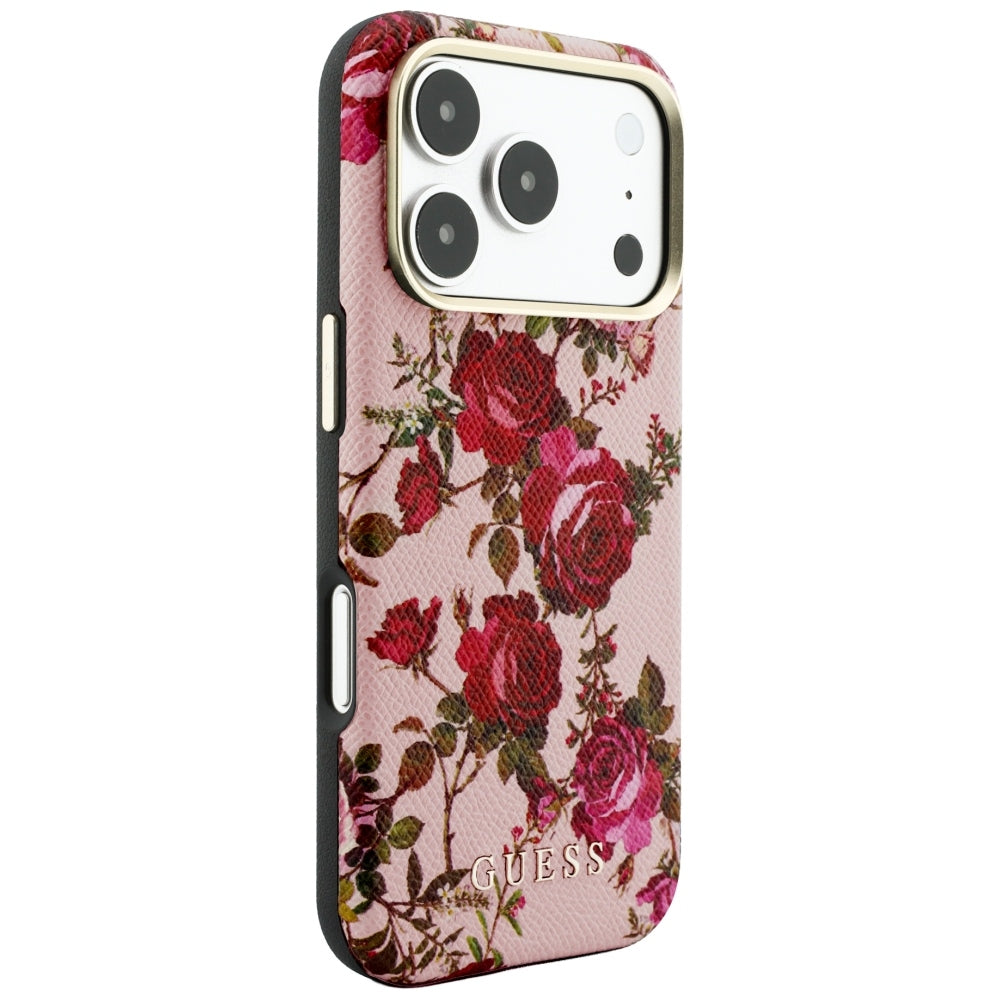 Capa MagSafe para Apple iPhone 18 Pro / 17 Pro, Guess, Blossom Roses Print, Rosa