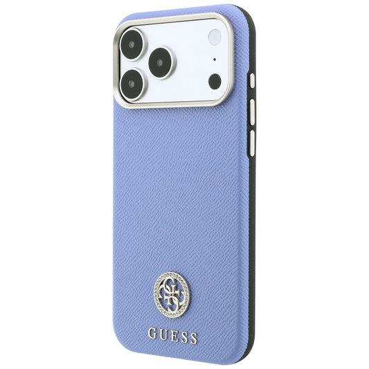 Capa MagSafe para Apple iPhone 18 Pro / 17 Pro, Guess, Logo Redondo com Strass Granulado, Azul