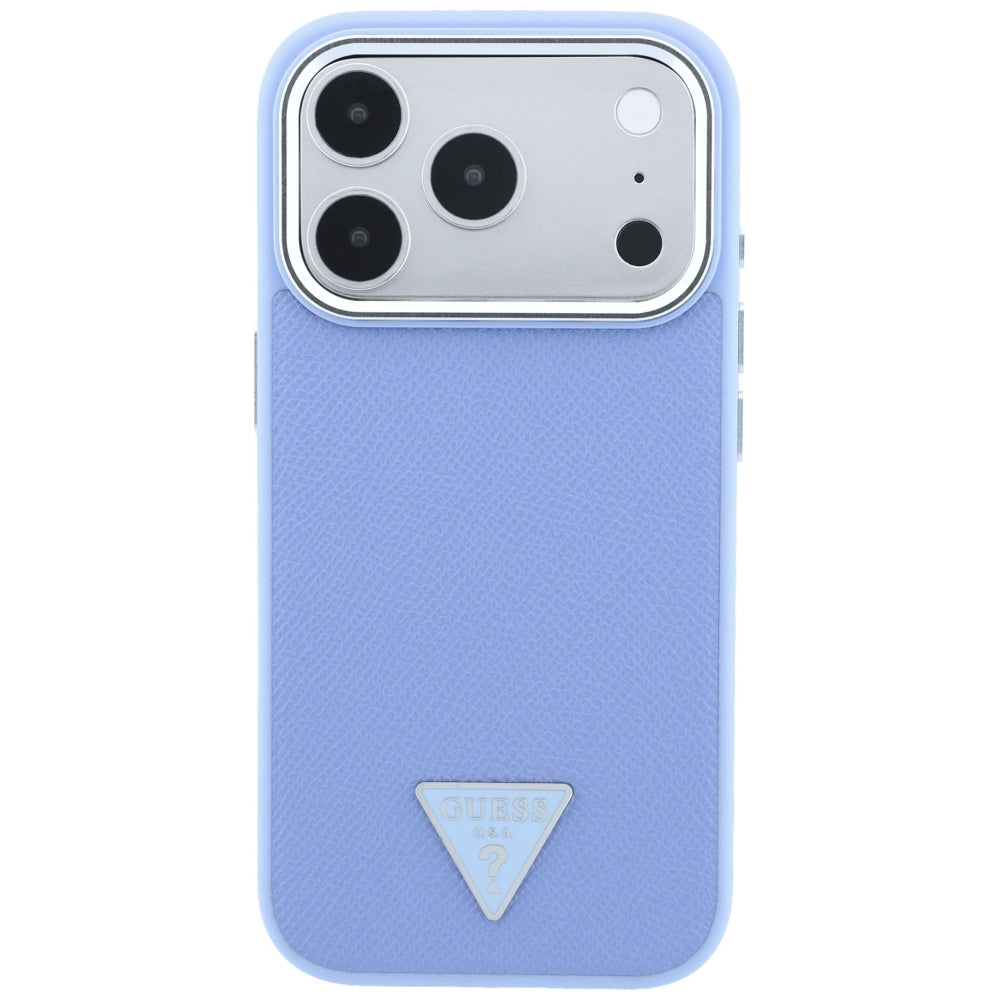 Capa MagSafe para Apple iPhone 18 Pro / 17 Pro, Guess, Logótipo Triângulo Granulado, Azul