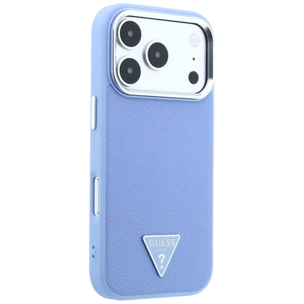 Capa MagSafe para Apple iPhone 18 Pro / 17 Pro, Guess, Logótipo Triângulo Granulado, Azul