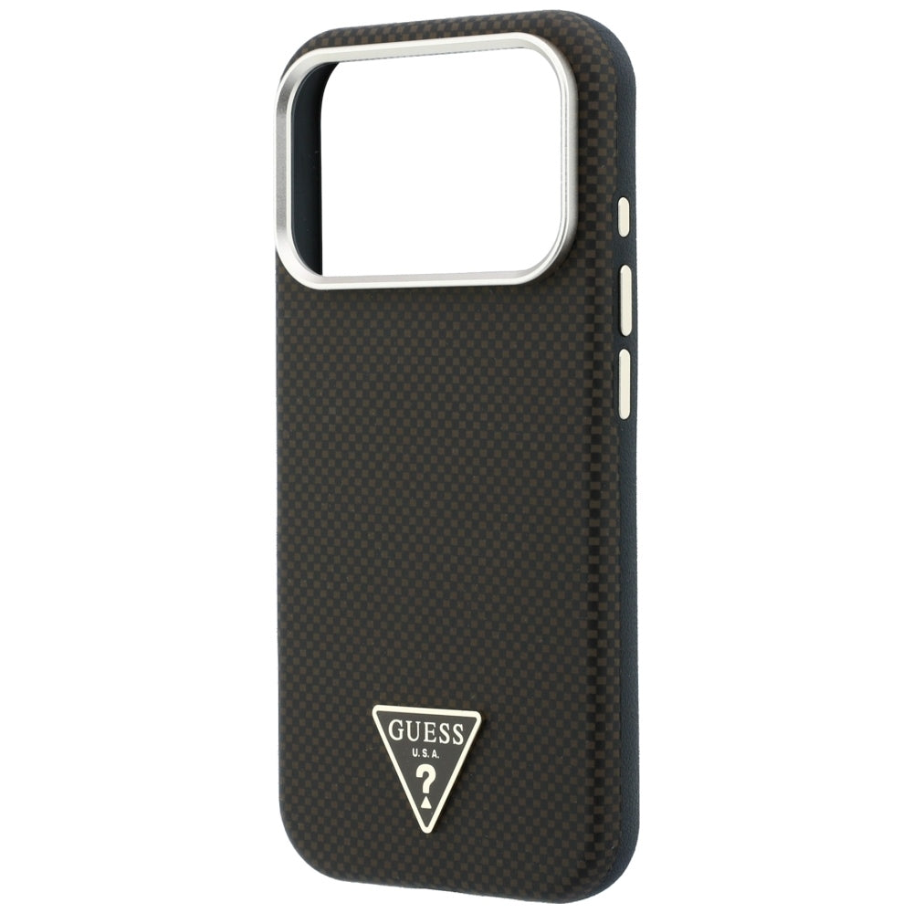 Capa MagSafe para Apple iPhone 18 Pro / 17 Pro, Guess, Logótipo Triângulo Kevlar, Castanha