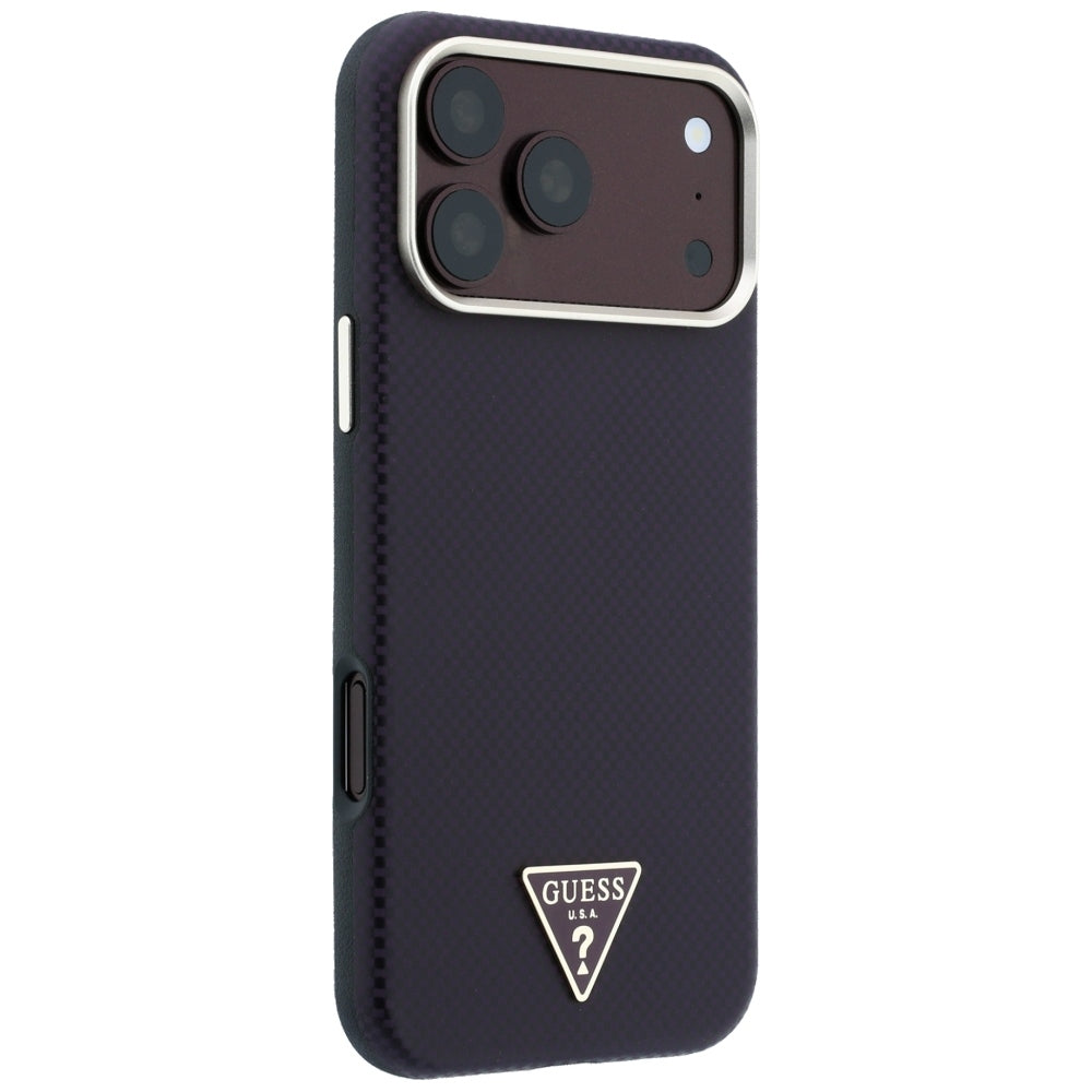 MagSafe Case for Apple iPhone 18 Pro / 17 Pro, Guess, Kevlar Triangle Logo, Burgundy