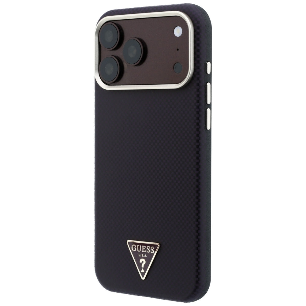 MagSafe Case for Apple iPhone 18 Pro / 17 Pro, Guess, Kevlar Triangle Logo, Burgundy