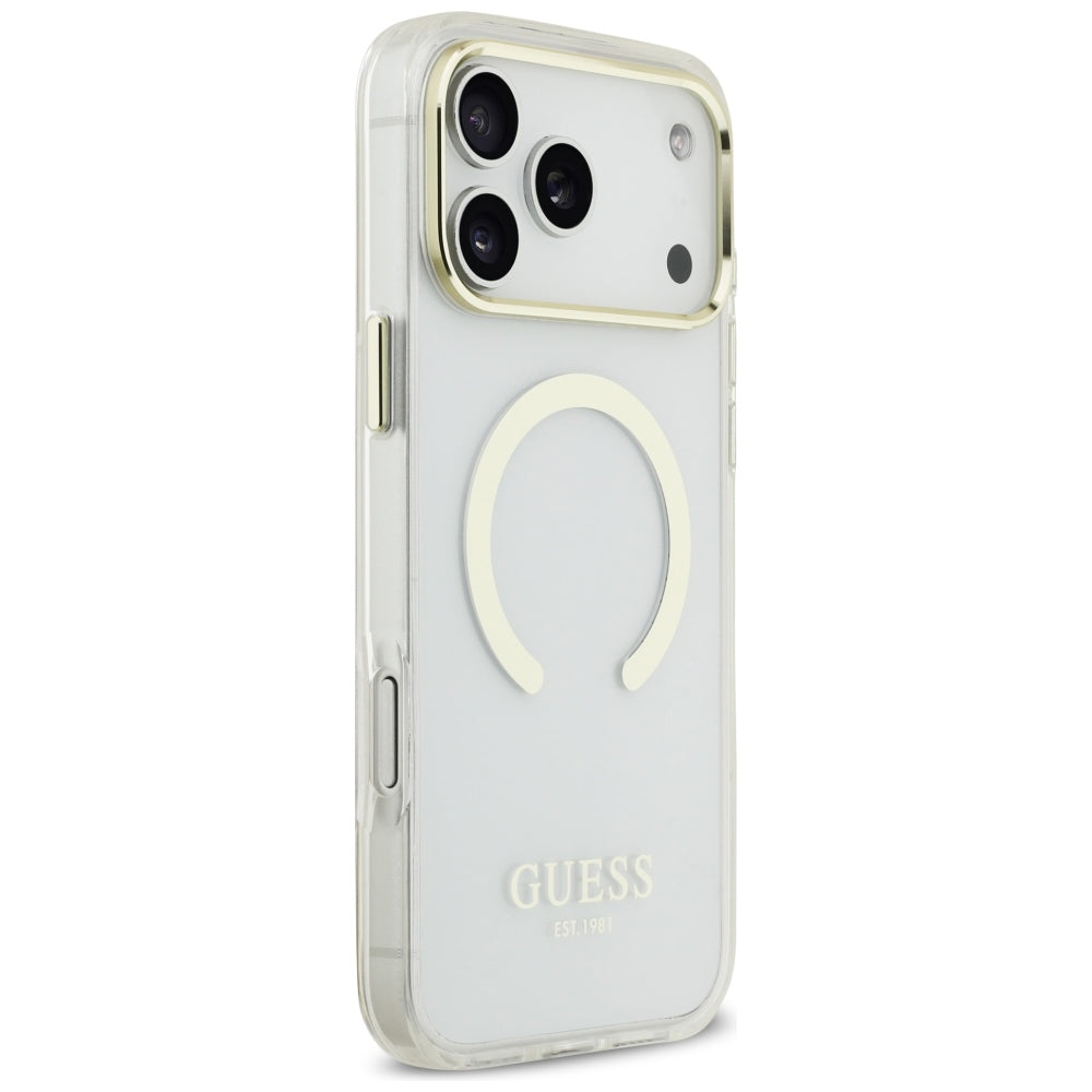 Capa MagSafe para Apple iPhone 18 Pro / 17 Pro, Guess, Contorno Metálico, Dourada